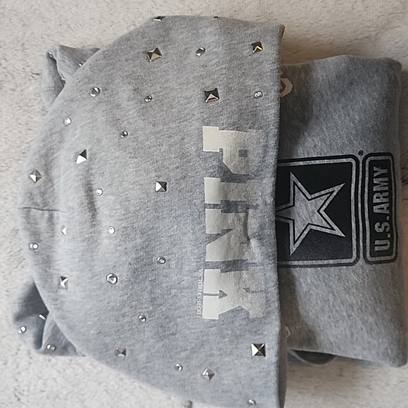 Pink Victoria's Secret Army Strong Hoodie with Bling. Size: M - Picture 1 of 9